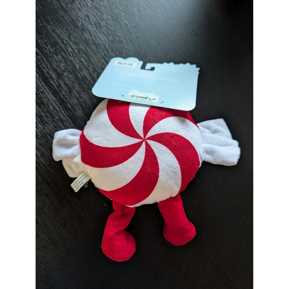 Christmas‎ Peppermint Candy Plush Dog Toy Extra Loud Squeaker Red White New